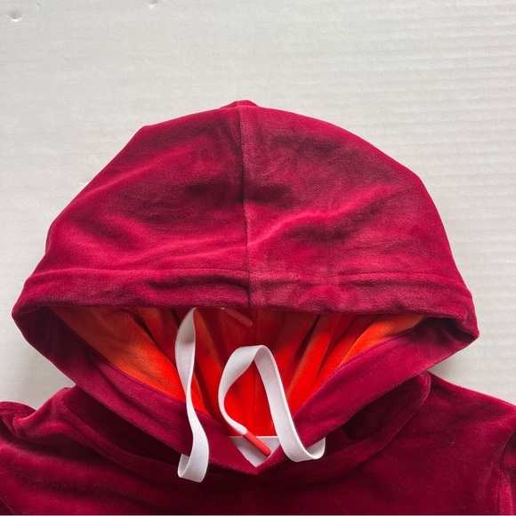 Fila Women's Antonella Crop Velour Hoodie (Tibetan Red/Cherry Tomato, Small) - Picture 4 of 9